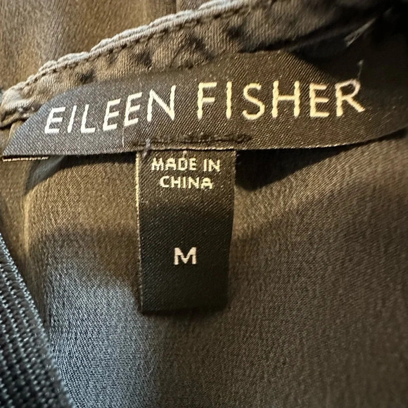 Eileen Fisher Silk Peplum Blouse Tank Top around Neck Dark Gray Women’s Medium - Picture 6 of 6